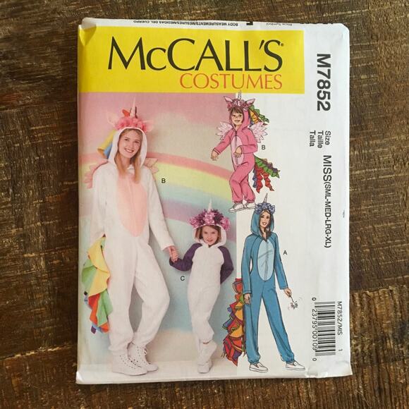 Sewing Pattern McCalls M 7852 Womens Unicorn Dragon Onesie Costume 8-22 UNCUT - Picture 1 of 2